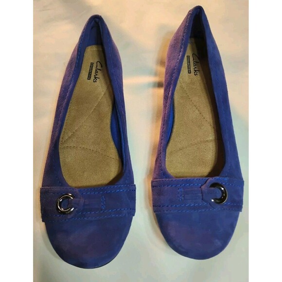 Clarks Royal Blue Suede Flats - Picture 2 of 7